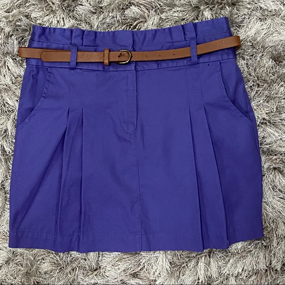 BARKINS 100% cotton women purple pleated front skirt, belted waist. Size 10. Use